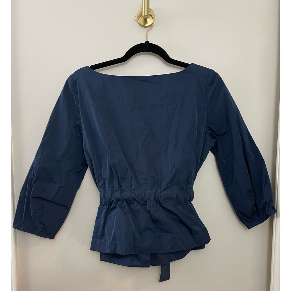Theory‎ Capsule Elegant Modern Minimalist Classic Tie Waist Navy Top or Jacker M - Picture 5 of 6
